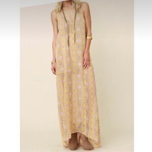 Show Me Your MUMU Size Medium Boho Hippie Pastel Maxi Tank Dress V Neck